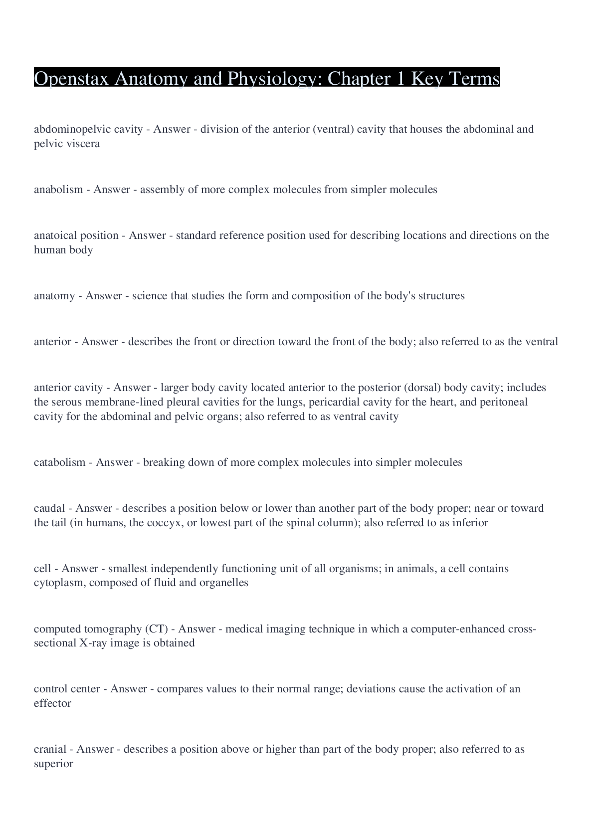 Preview image for Openstax Anatomy and Physiology: Chapter 1 Key Terms